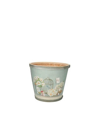 4A Hout Daisy pot d17*15cm | Per 10 stuks