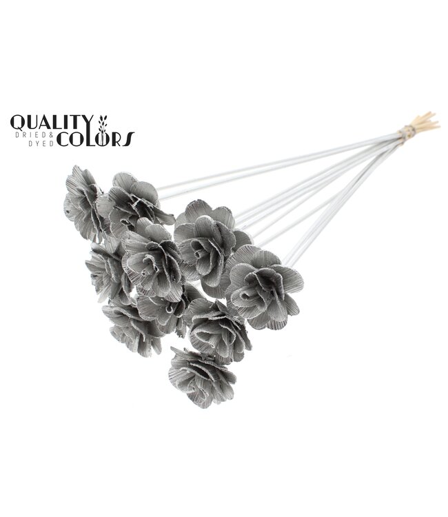 Beetal Rose 6cm on stem Platina ( x 50 )