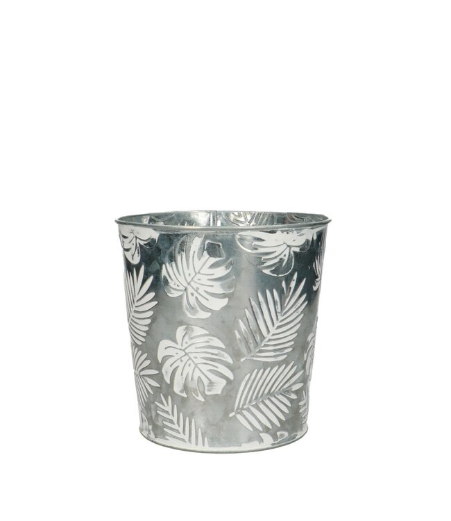 Seau en zinc argenté Cache-pot Pot de fleurs Ted | Dimensions 14 x 14 centimètres | Commande par 10 pièces