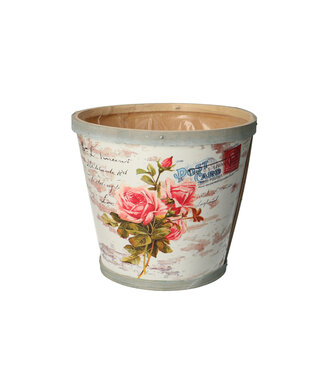 4A Pot de fleurs en bois blanc naturel Rose | Dimensions 17 x 15 centimètres | Par 10 pièces
