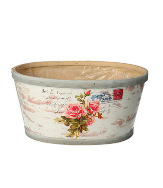 4A Pot de fleurs en bois blanc naturel Rose | Dimensions 22 x 18 x 11 centimètres | Par 10 pièces