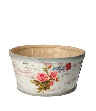 4A Pot de fleurs en bois blanc naturel Rose | Dimensions 22 x 11 centimètres | Par 10 pièces
