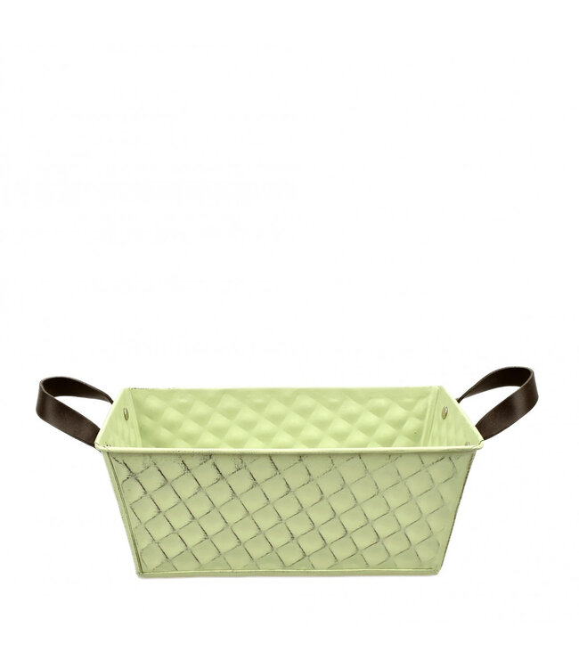 Pot de fleurs carré en zinc vert | Dimensions 23 x 12,5 x 9,5 centimètres | Commande par lot de 10 pièces