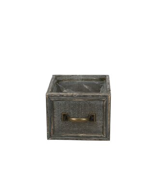 4A Jardinière en bois gris avec tiroir | Dimensions 14 x 11 centimètres | Par lot de 8 pièces