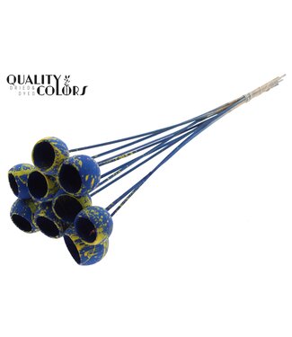 QC Bell Cup on stem Splashed Blue/Yellow ( x 50 )