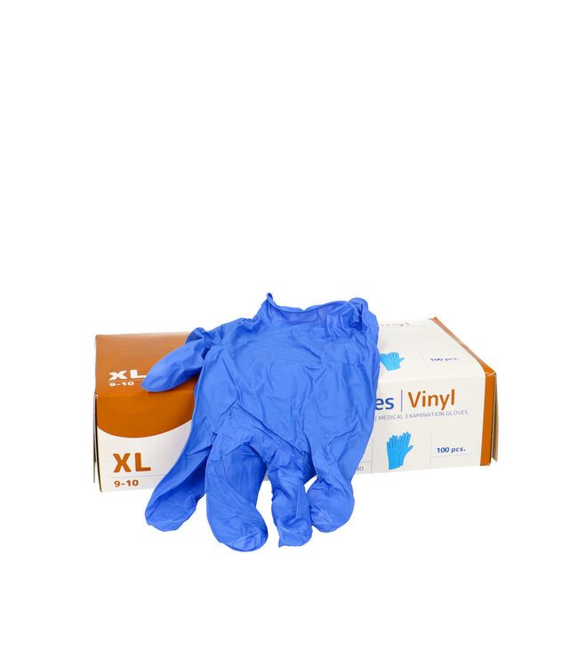 Mid-blue vinyl glove | Size XL 9-10 | Available to order per 100 pieces