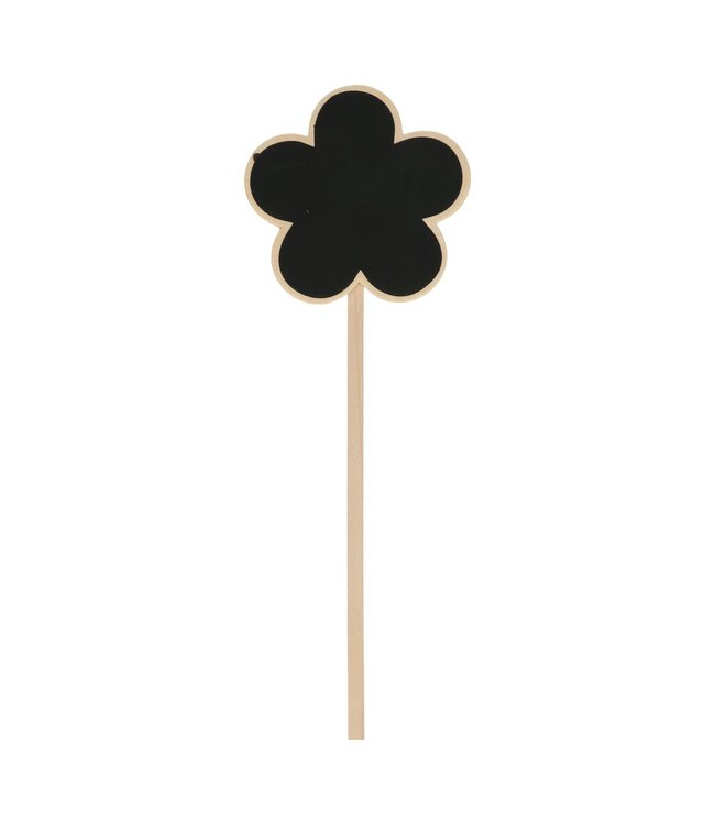 Black wooden plant label flower | Diameter 9 centimetres | Height 40 centimetres | Available to order per 10 pieces