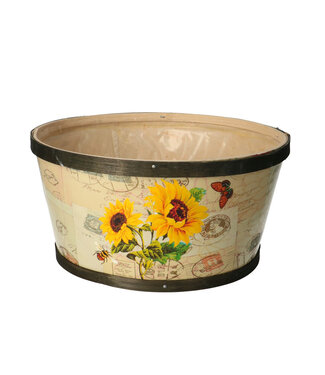 4A Couleurs mélangées pot de fleurs en bois Tournesol | Dimensions 22 x 11 centimètres | Par 10 pièces
