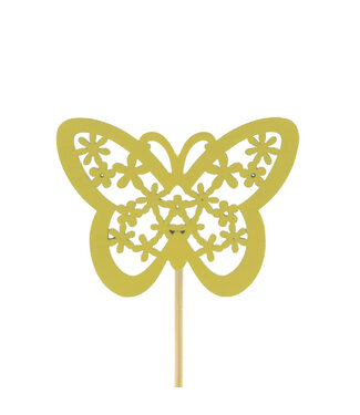 4A Piquet papillon jaune Stacey | Longueur 10 centimètres | Diamètre 4,5 centimètres | Par 25 pièces
