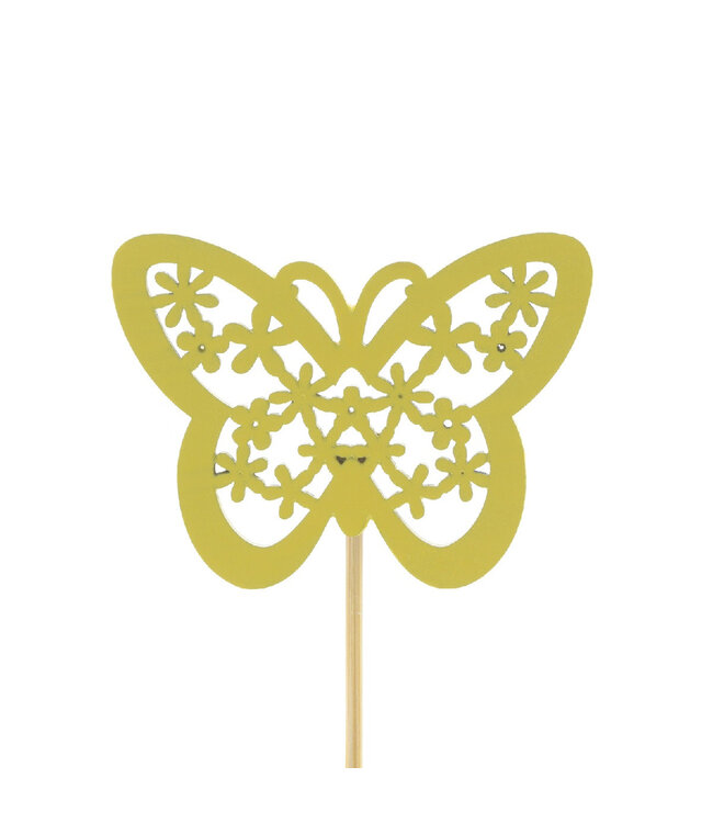 Piquet papillon jaune Stacey | Longueur 10 centimètres | Diamètre 4,5 centimètres | Commande par 25 pièces