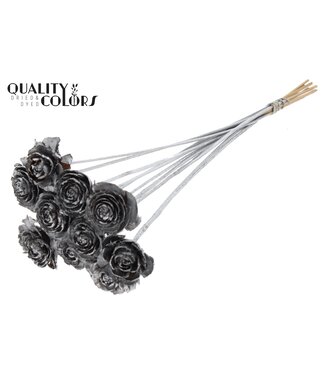 QC Cedar Rose on stem Silver | Per 50 stuks
