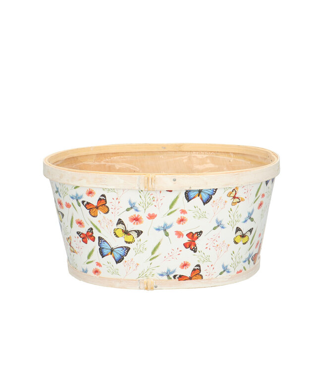 Jardinière en bois de papillons de couleurs mélangées | Dimensions 22 x 18 x 11 centimètres | Commande par lot de 10 pièces