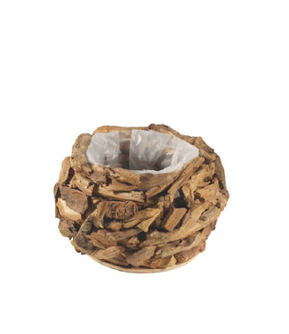 4A Hout Planter drijfhout | Diameter 20 centimeter | Hoogte 14 centimeter  | Per stuk