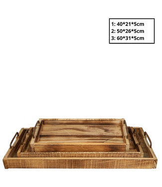 4A Hout Tray Sturdy S/3 60*31*5cm ( x 1 )
