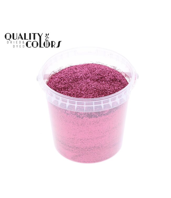 Paillettes roses dans un seau réutilisable | 400 grammes par seau | Taille des paillettes 1/64 - 0,6 mm - 15 Hex | À commander à l'unité