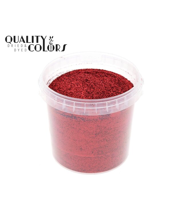Paillettes rouges dans un seau réutilisable | 400 grammes par seau | Taille des paillettes 1/64 - 0,6 mm - 15 Hex | À commander à l'unité