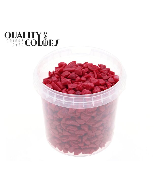 Galets décoratifs cerise dans des seaux réutilisables | Taille 9 - 13 millimètres | 1 litre par seau | Commande par 6 seaux