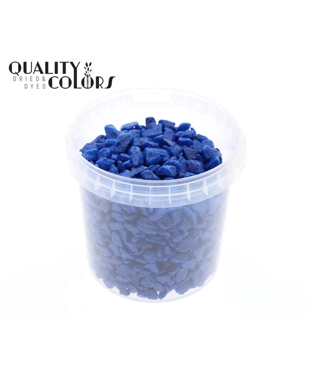 Galets décoratifs bleus dans des seaux réutilisables | Taille 9 - 13 millimètres | 1 litre par seau | Commande par 6 seaux