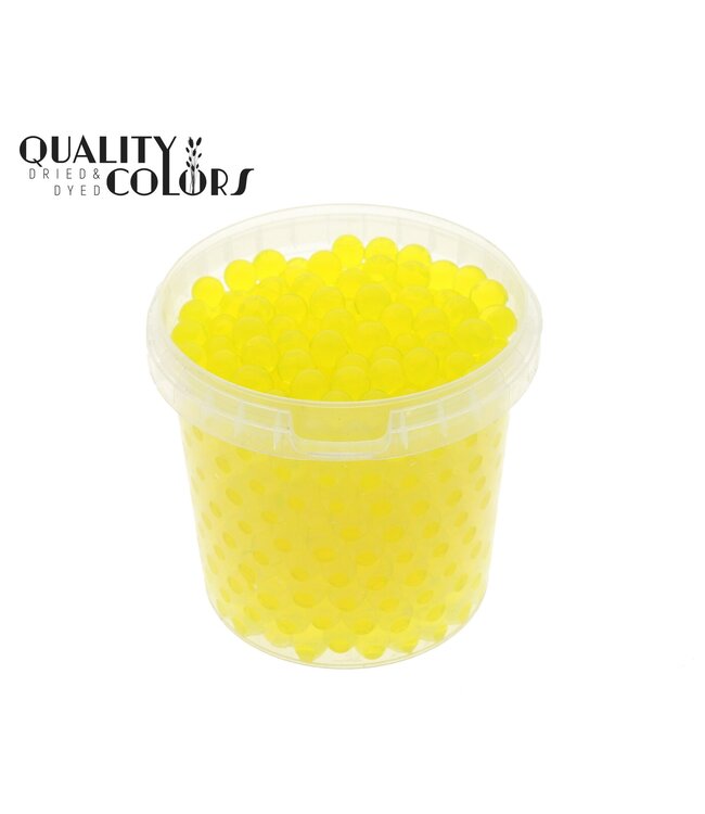 Perles d'eau jaunes dans des seaux réutilisables | 1 litre par seau | taille des billes ± 1 centimètre | Prêt à l'emploi | Commande par 6 seaux