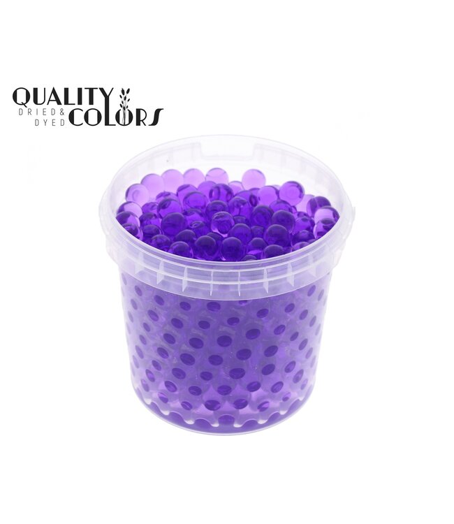 Perles d'eau violettes dans des seaux réutilisables | 1 litre par seau | taille des billes ± 1 centimètre | Prêt à l'emploi | Commande par 6 seaux