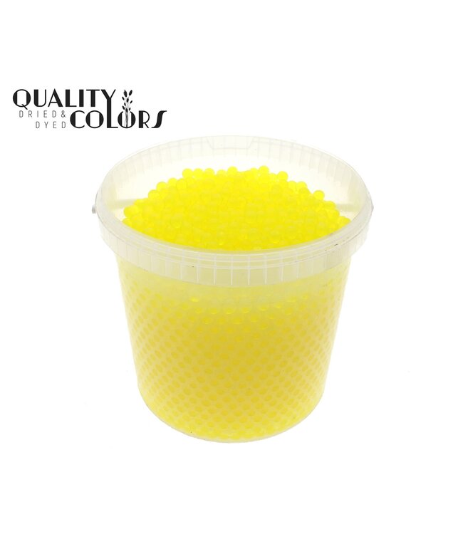 Perles d'eau jaunes dans un seau réutilisable | 10 litres par seau | taille des billes ± 1 centimètre | Prêt à l'emploi | À commander par seau