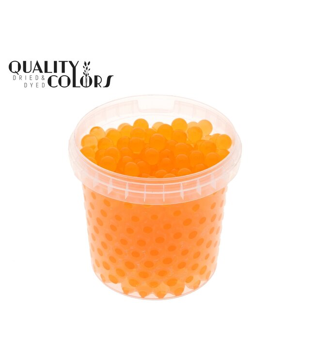 Perles d'eau orange dans des seaux réutilisables | 1 litre par seau | taille des billes ± 1 centimètre | Prêt à l'emploi | Commande par 6 seaux
