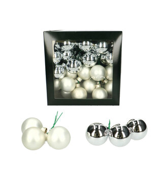 4A Silver-coloured Christmas bauble | Diameter 40 millimetres | combined baubles | Per 36 pieces