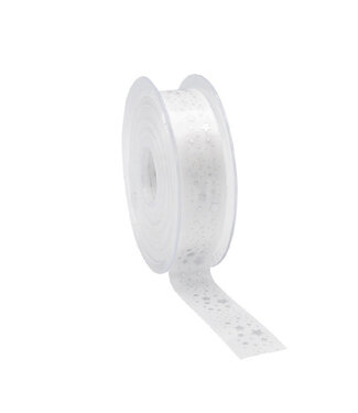 4A White Natural Christmas Ribbon Wonderful Star | Width 23 millimetres | Length 25 metres | Per piece