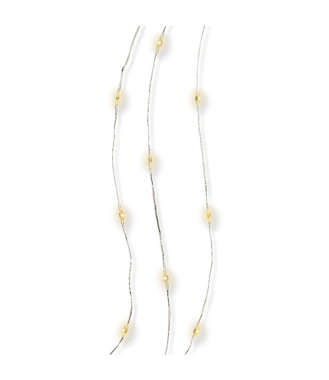 Silver-coloured LED wire | 20 Warm white lights | includes batteries | Length 95 centimetres | Available to order individually