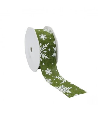 4A Green Christmas Ribbon Snowflake | Width 38 millimetres | Length 15 metres | Per piece