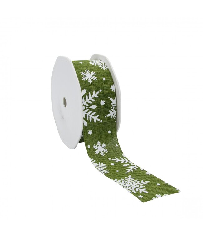 Green Christmas Ribbon Snowflake | Width 38 millimetres | Length 15 metres | Available per piece