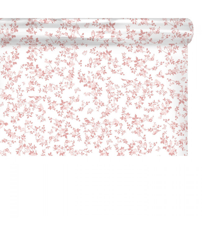 Pink film on roll with bird motif | Width 80 centimetres | Length 100 metres | Available to order per piece