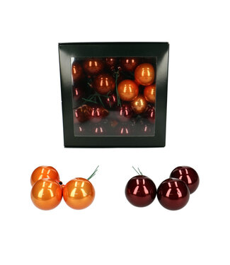 4A Bruine en oranje parelkleurige kerstbal | Diameter 40 millimeter | Per 36 stuks