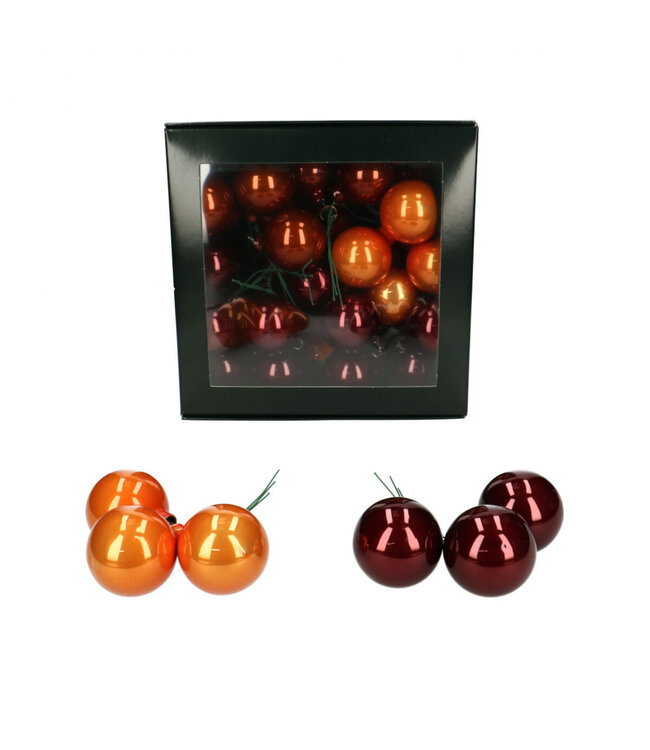 Bruine en oranje parelkleurige kerstbal | Diameter 40 millimeter | Per 36 stuks te bestellen