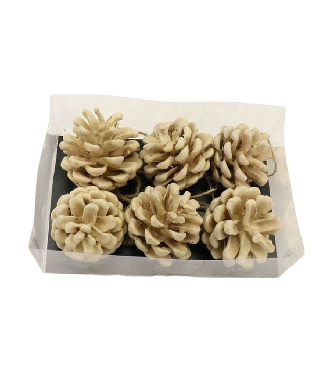 Pendentif pommes de pin beige | Longueur 6 centimètres | À commander par 6 pièces