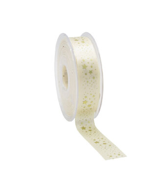 4A Ivory Christmas ribbon Wonderful star | Width 23 millimetres | Length 25 metres | Per piece