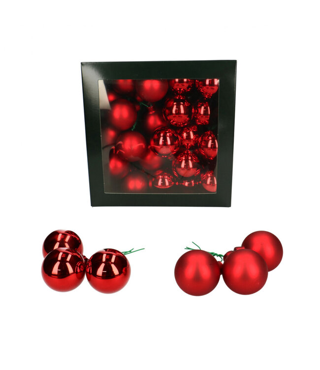 Boule de Noël rouge | Diamètre 40 millimètres | boules combinées | À commander par 36 pièces