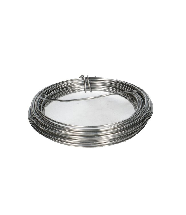 Fil d'aluminium couleur argent | Diamètre 2 millimètres | Longueur 12 mètres | Poids 100 grammes | À commander à l'unité