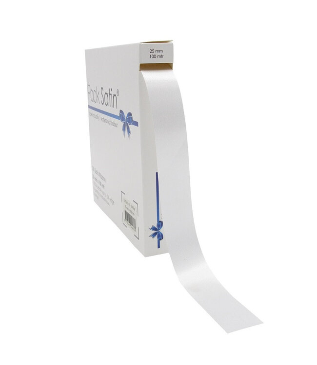 Ruban satin blanc Naturelle | Largeur 25 millimètres | Longueur 100 mètres | À l'unité disponible