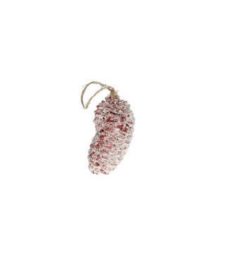 4A Pomme de pin de Noël rouge | Longueur 13 centimètres | Par 2 pièces