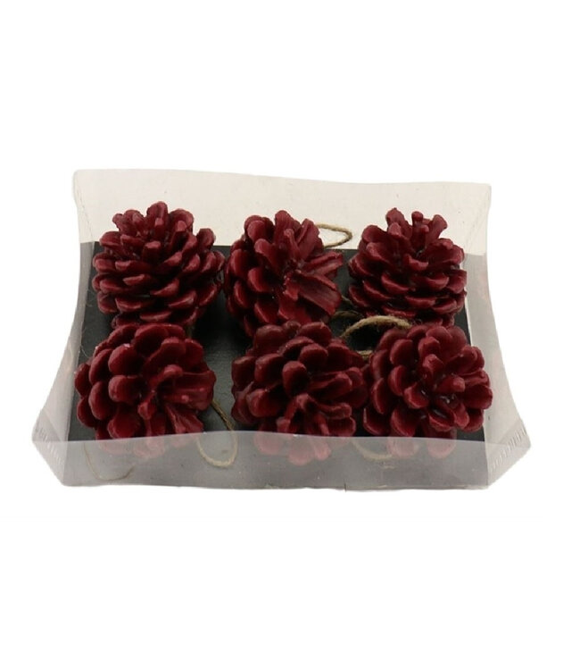 Pendentif pommes de pin rouges | Longueur 6 centimètres | Commande par lot de 6 pièces