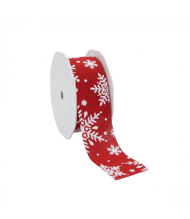 Red Christmas Ribbon Snowflake | Width 38 millimetres | Length 15 metres | Available per piece