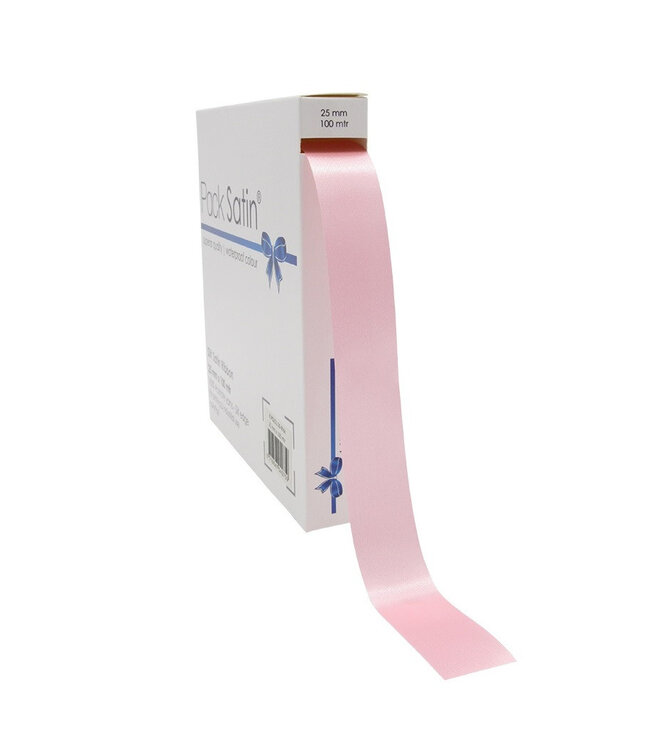 Ruban satin rose | Largeur 25 millimètres | Longueur 100 mètres | À l'unité