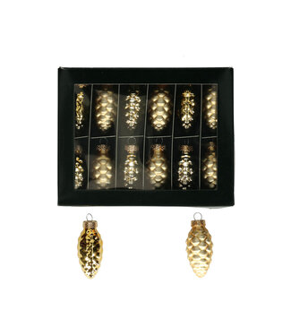 4A Gold-coloured Christmas bauble pine cone | Length 60 millimetres | Per 12 pieces