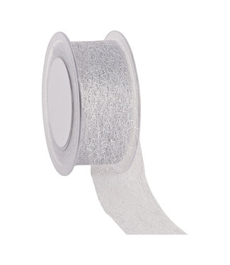 4A Silver Christmas Ribbon C-Shiny Web | Width 38 millimetres | Length 25 metres | Per piece