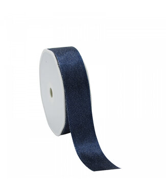 4A Ruban satin de Noël bleu foncé Luxury | Largeur 25 millimètres | Longueur 20 mètres | Par pièce