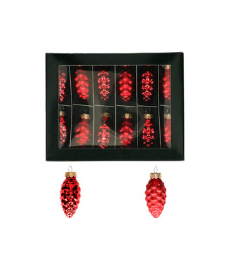 4A Red metallic Christmas bauble pine cone | Length 60 millimetres | Per 12 pieces