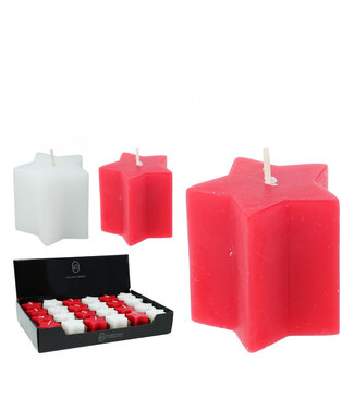 4A Mixed colours Christmas star candle | Diameter 5 centimetres | Per 24 pieces