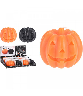 4A Bougie citrouille Halloween orange noire | Diamètre 7 centimètres | Par 12 pièces