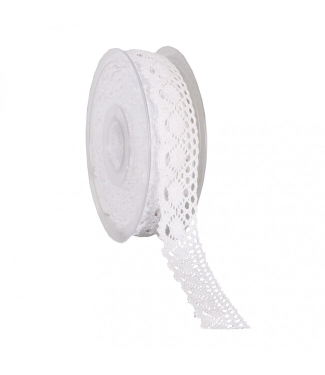 Natural white lace | Width 28 millimetres | Length 10 metres | Available per piece